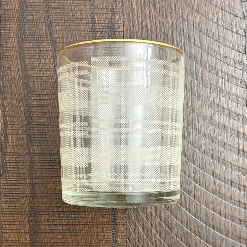 Plaid Patterned Glass with Gold Rim